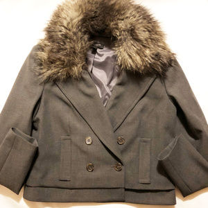 Jacket womens new size 4 Ann Taylor faux fur collar 48% polyester rayon spandex